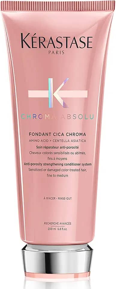 Kérastase Condicionador Chroma Absolu Fondant Cica Chroma, Cabelos coloridos, Proteção da cor, Aminoácido, Centelha Asiática, 200 ml