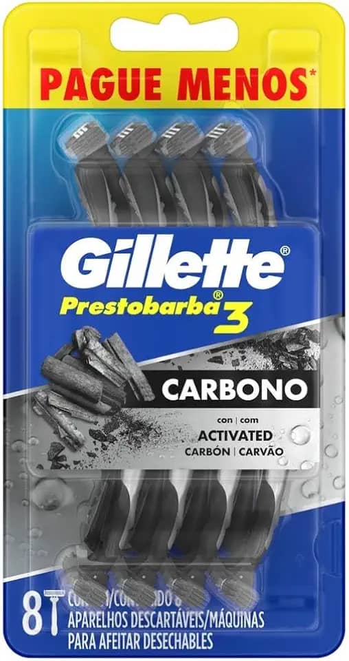 Aparelho de Barbear Gillette Prestobarba Carbono Leve + Pague - Com 8 Unidades