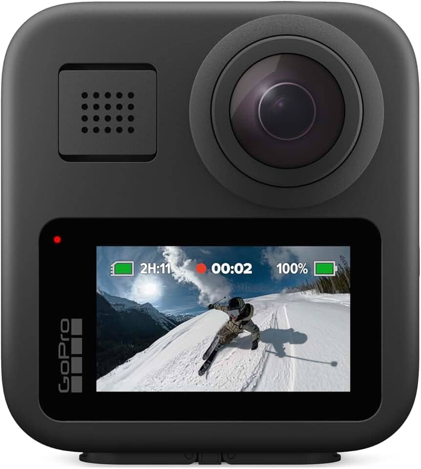 GoPro MAX - Câmera de Ação 360° à Prova d'água, Vídeo 360 5.6K, Reenquadramento 4K, Foto 360, GPS, Live 1080p, Max HyperSmooth, TimeWarp, Trava de horizonte, Capturas com bastão invisível