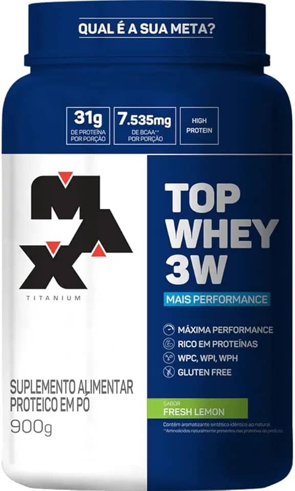 Max Titanium Top Whey 3W Mais Performance - 900G Fresh Lemon -