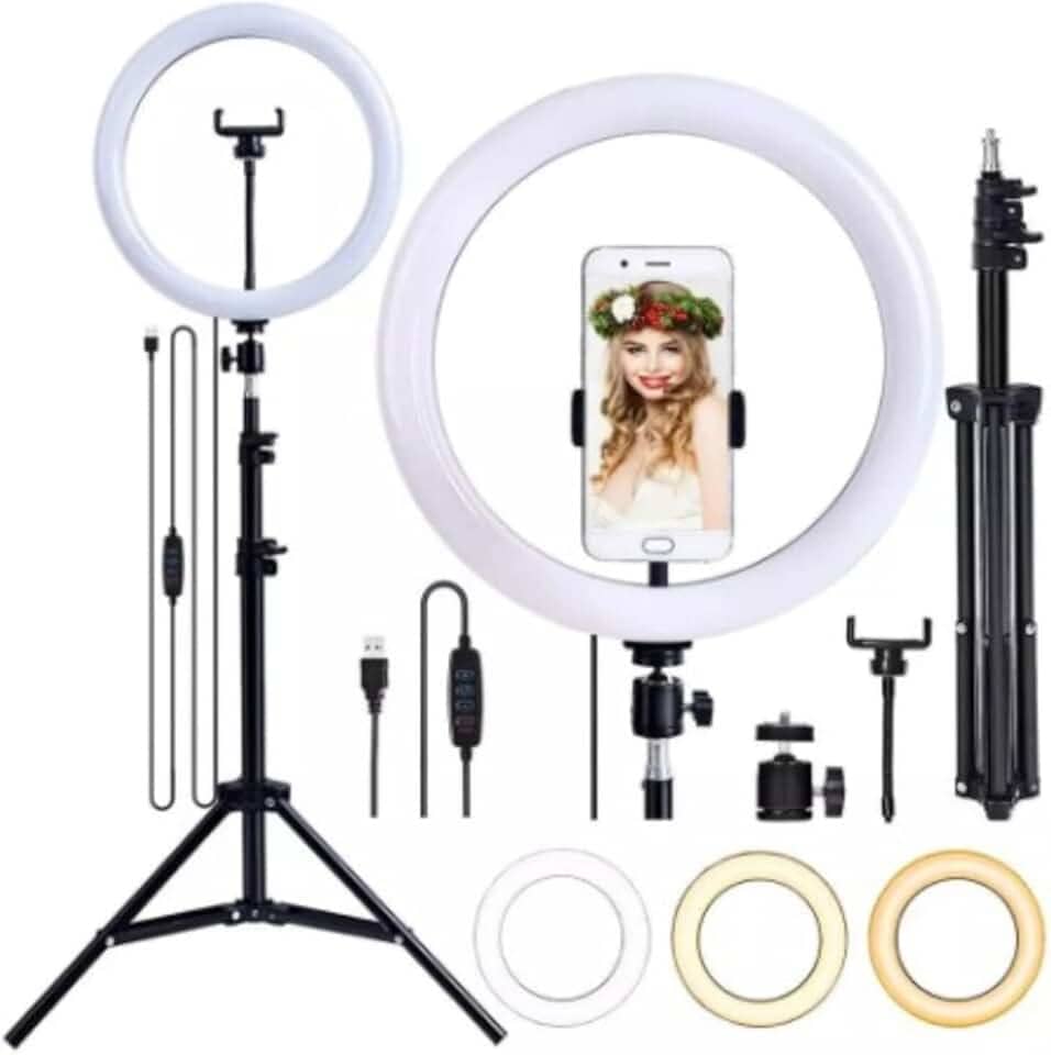 Ring Light Led 26cm 10p Tripé 210cm Selfie Youtuber Maquiagem Estetica Com Suporte Para Foto Celular
