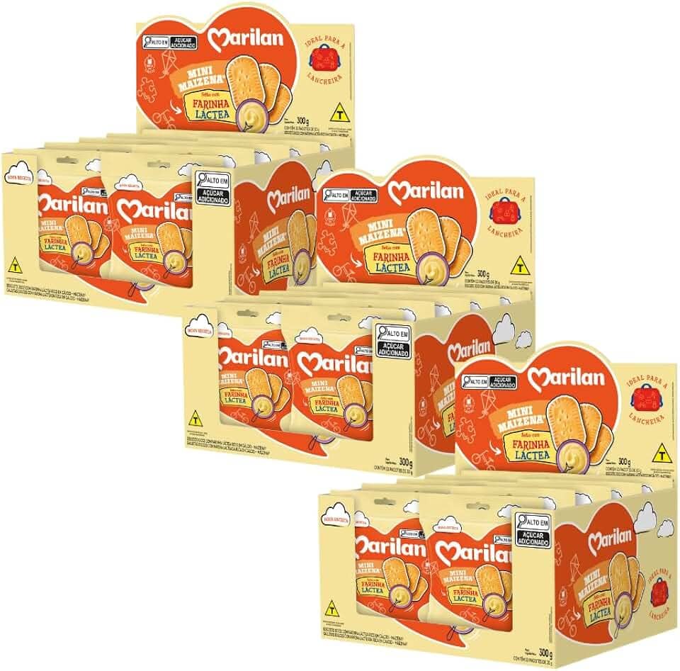 Biscoitos Mini Marilan Maizena, 30g cada, Caixa com 30 Unidades, Total 900g, Nova Fórmula com Farinha Láctea