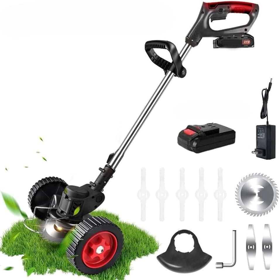 RoçAdeira E Aparador De Grama EléTrico 1580w, Profissional Em Gramas E Arbustos,(Carrinho de apoio e 1 bateria)