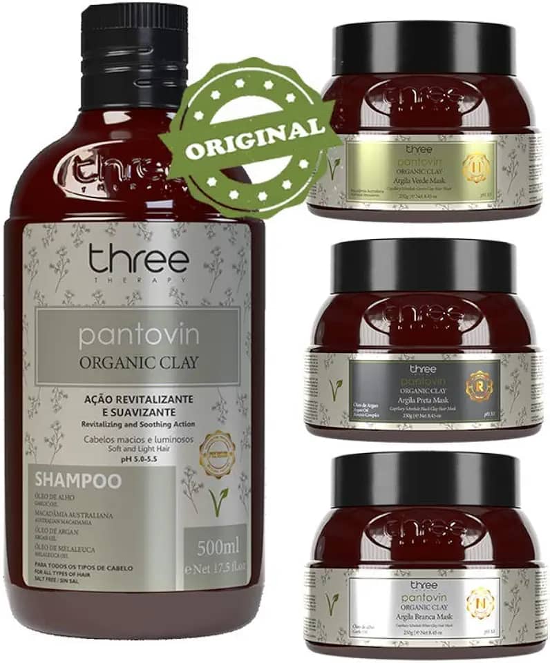 Kit Pantovin Cronograma Crescimento Capilar Organic Clay
