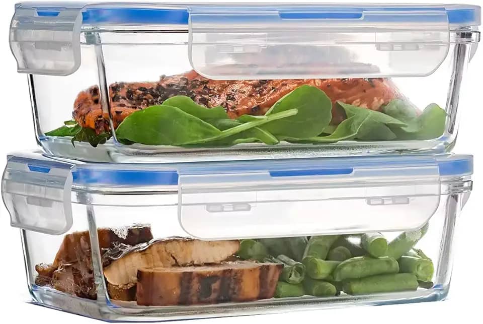 Kit 2 Potes de Vidro Retangular Hermético com Tampa 1040ML - Armazenamento Seguro e Conservação de Alimentos - Organizador para Cozinha e Produtos Secos
