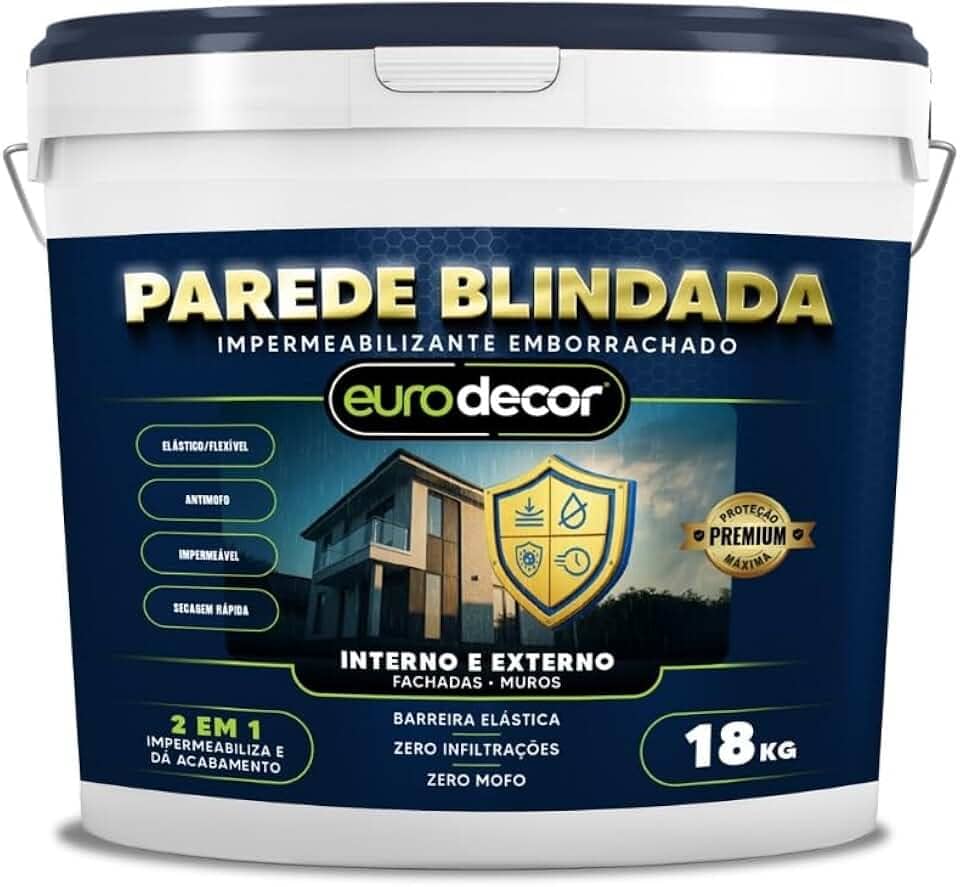 Parede Blindada Euro Decor Tinta Emborrachada Fácil Aplicação Proteção Contra Infiltrações (Branco, 18 Kg)