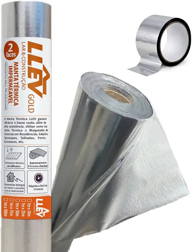 Manta Térmica Foil De Subcobertura Dupla Face 50m² + 1 Fita Telhado Casa Reforma