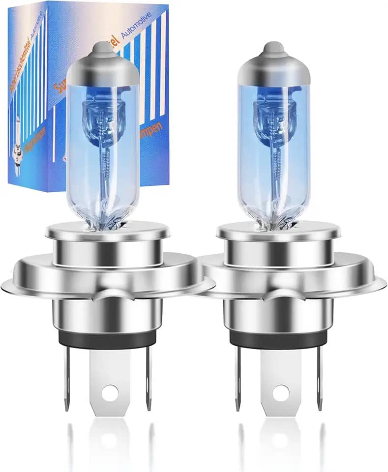Lâmpada de farol automotivo H4 Super Branca Ultra Brilhante – Extra Durável e Eficiente em Energia – Livre de Erros Canbus – Aprovada pela ECE (H4 5500K)