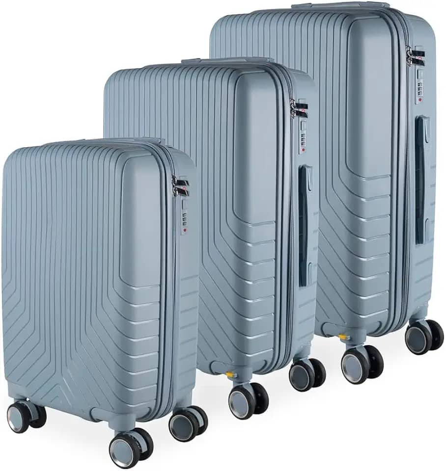 Cj Malas Polipropileno 3 Peças P, M, G Rodas 360 - Canadá (Azul Claro)