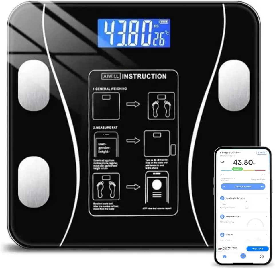 Balança Bioimpedância Corporal Digital Bluetooth Smart 180kg