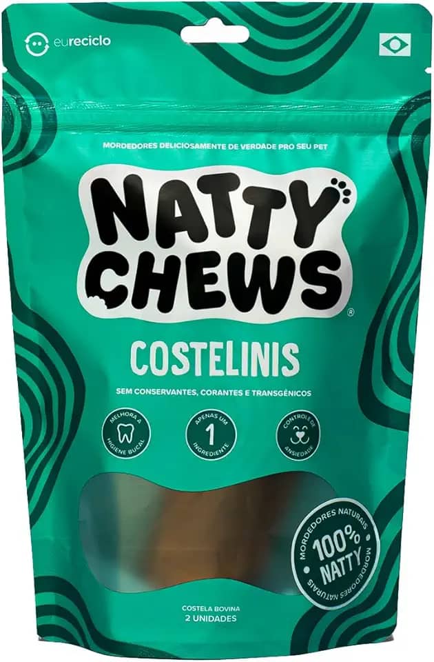 Mordedor Costela Bovina Natural Para Cães Costelinis Natty Chews - 2 Unidades
