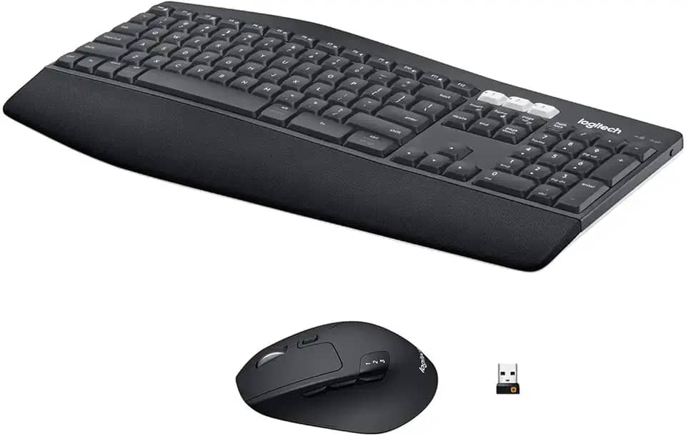 Combo Teclado e Mouse sem fio Logitech MK850 com Teclado com Apoio, USB Unifying ou Bluetooth para até 3 dispositivos e Pilha Inclusa,black