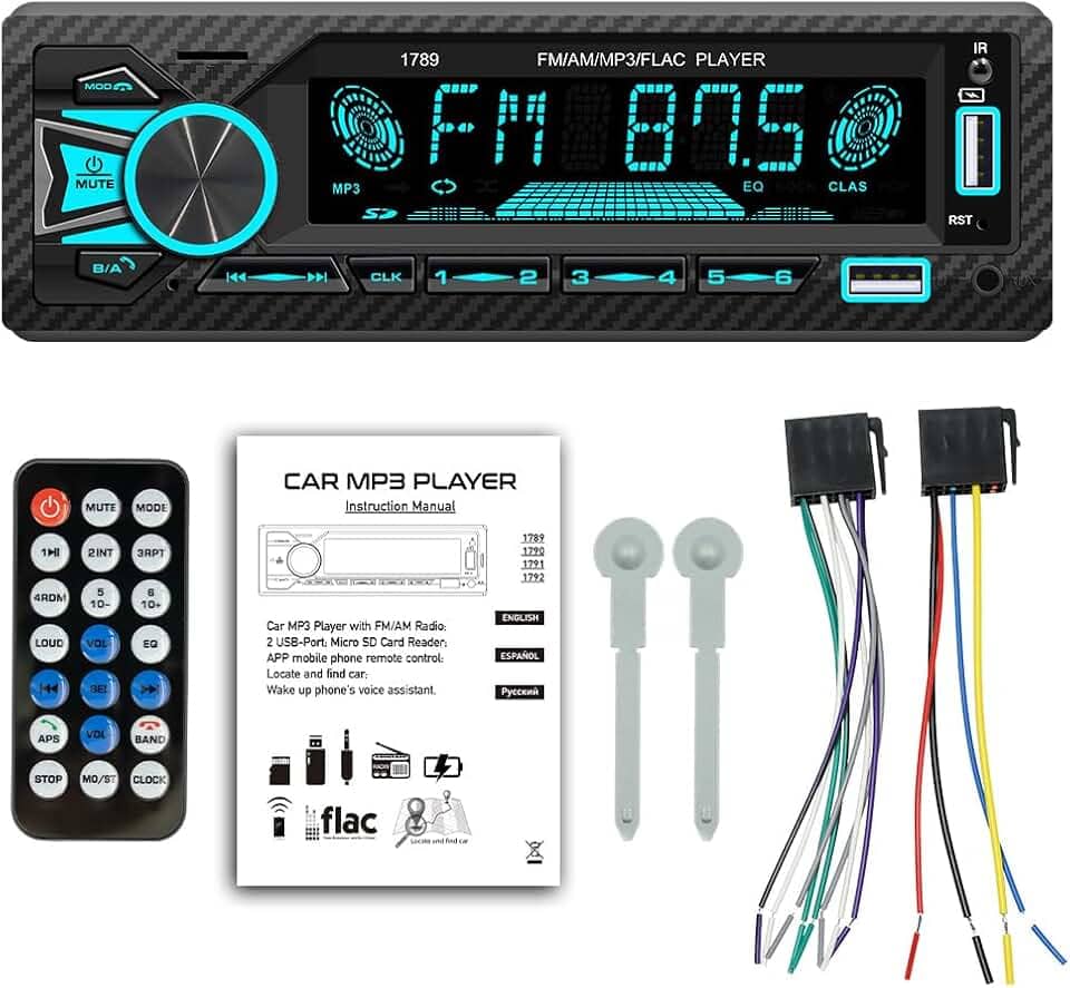 Som Automotivo, Bluetooth, MP3, USB, FM, Micro SD, Painel LED 7 Cores, Controle Remoto