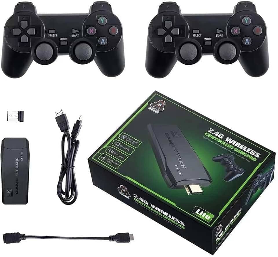 Vídeo Game Stick 4k 10 Mil Jogos Retrô + 2 Controles Sem Fio