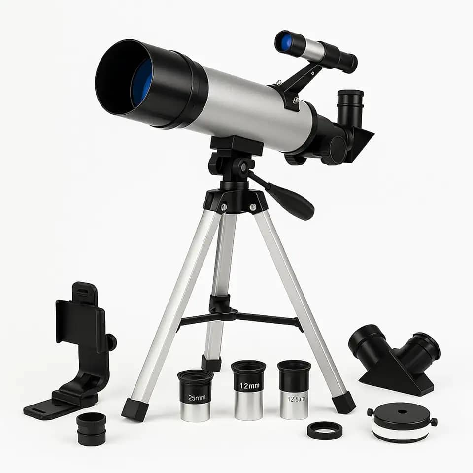Telescópio Astronômico Profissional com Tripé Estável e Lentes HD | Ideal para Observação da Lua, Estrelas e Planetas