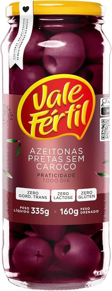 Vale Fértil Azeitona Preta Em Conserva Sem Caroço Vidro 160G Pequeno