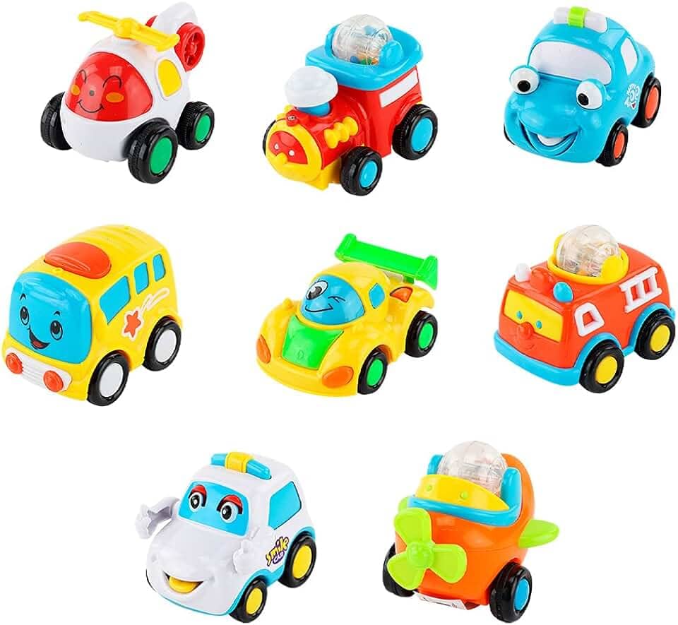 Kit com 8 Carrinhos de fricção Conjunto Veículos Divertidos