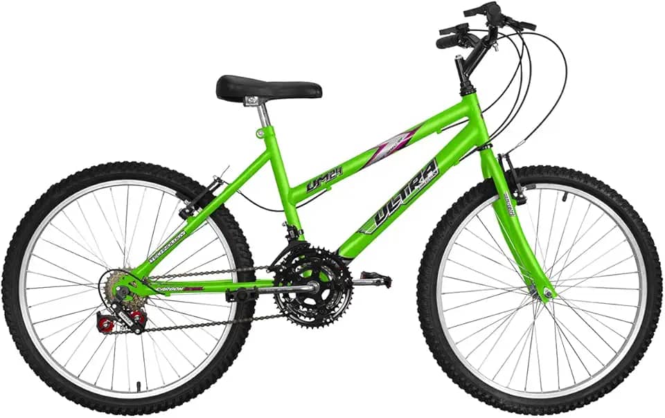 Bicicleta de Passeio Ultra Bikes Esporte Aro 24 Reforçada Freio V-Brake – 18 Marchas Verde Kw