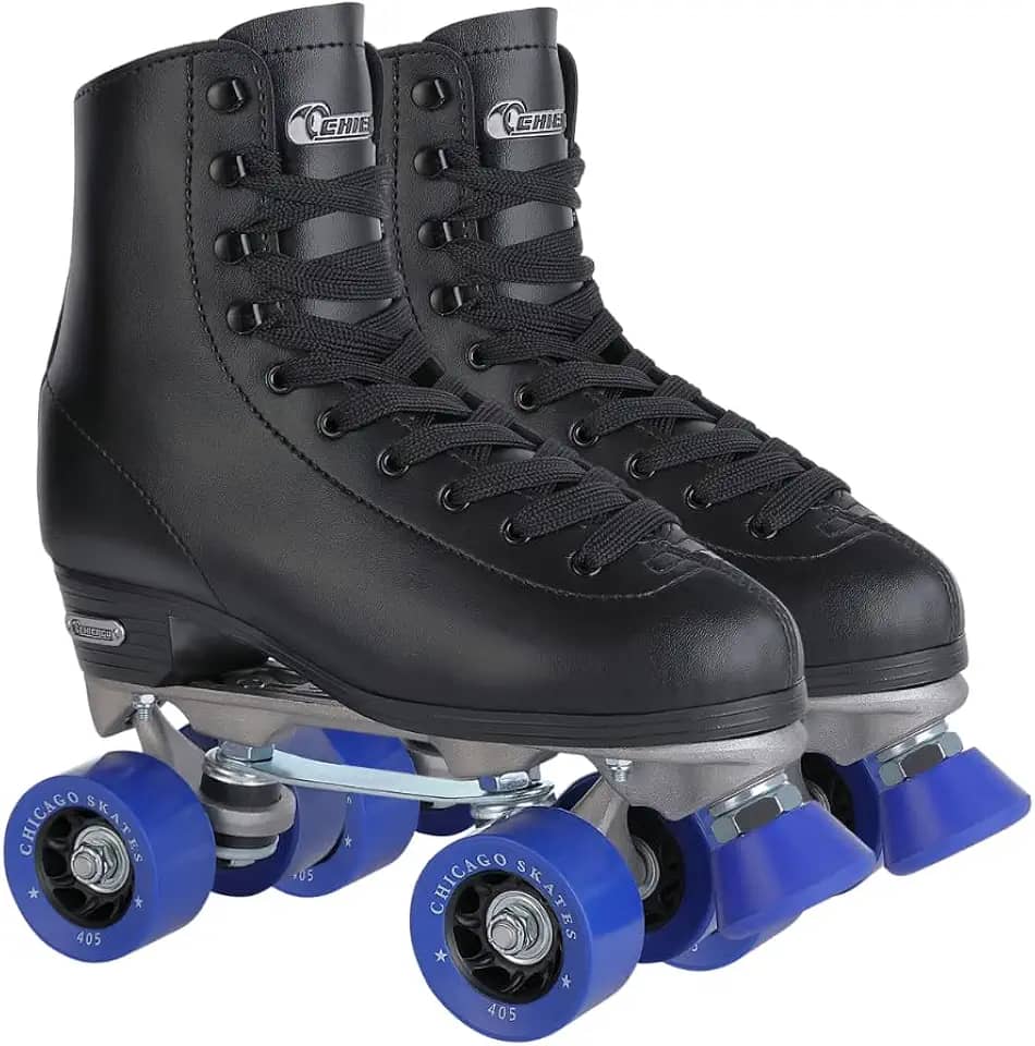 Chicago Men's Classic Roller Skates - Premium Black Quad Rink Skates