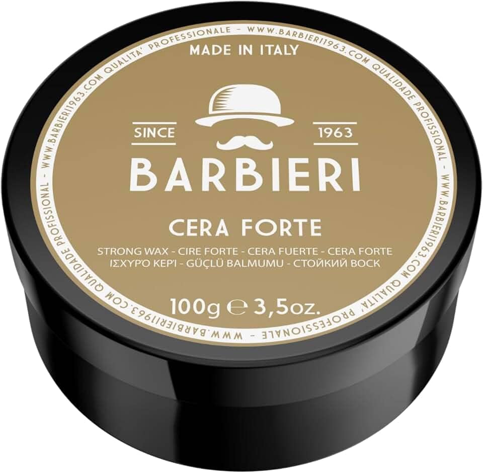 BARBIERI Desde1963- Cera Pomada Forte Italiana Para Cabelos Masculinos– Fixação Alta e Efeito Luminoso Duradouro