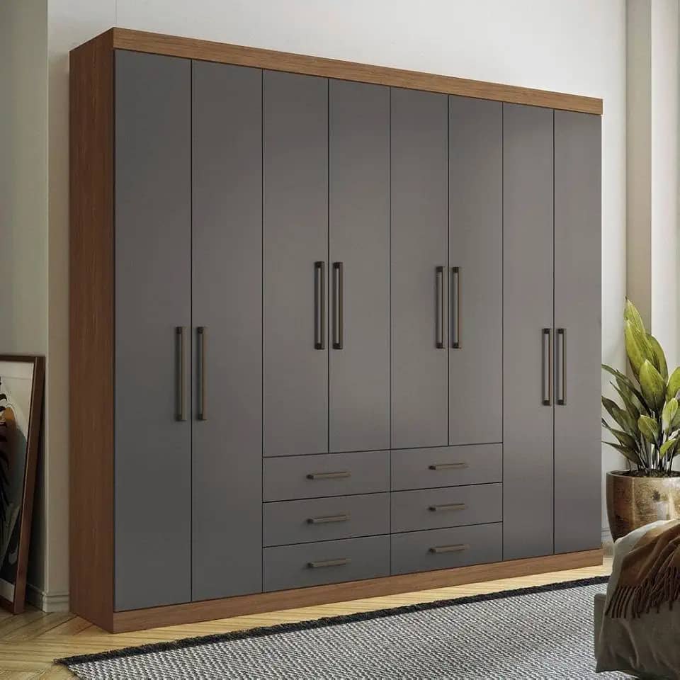 Guarda Roupa Casal 8 Portas 6 Gavetas Master Santos Andirá Jatobá/grafite