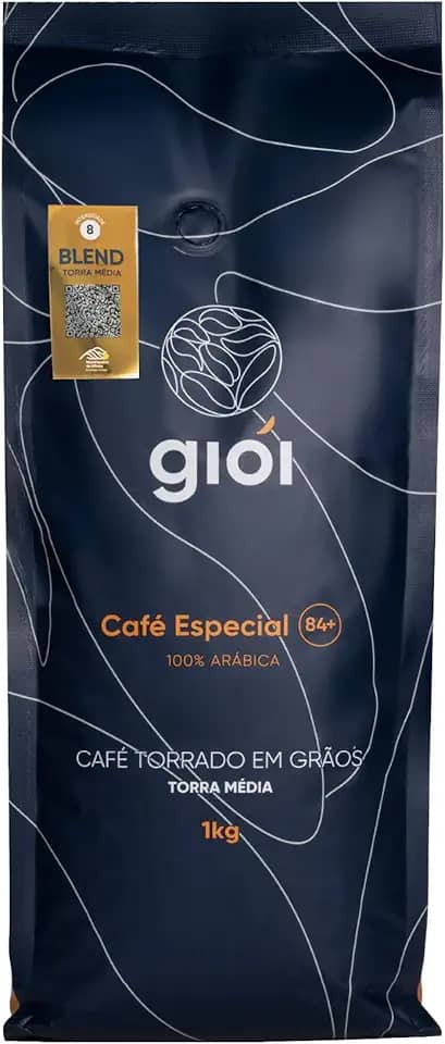 Giói Café Especial, 100% Arábica, Torrado, Em Grãos, 84+ (1kg, Blend Média)