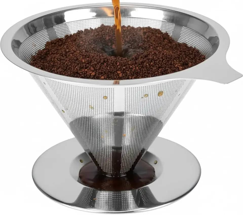 Coador de Café Filtro Inox Reutilizável Sem Papel - Sabor Puro, Sustentável e Prático para o Café Perfeito Todos os Dias – Fácil de Usar e Limpar com malha reforçada - Linha Premium.
