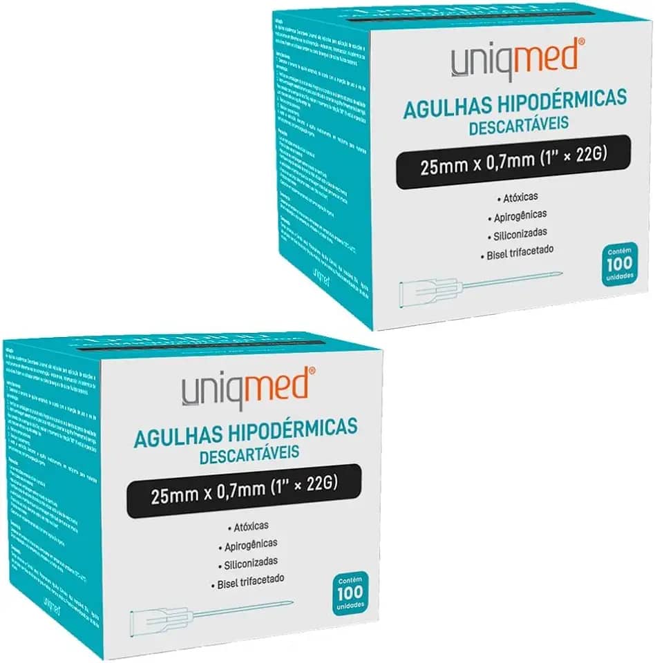 KIT 200UN AGULHA HIPODERMICA 25X0,7MM UNIQMED