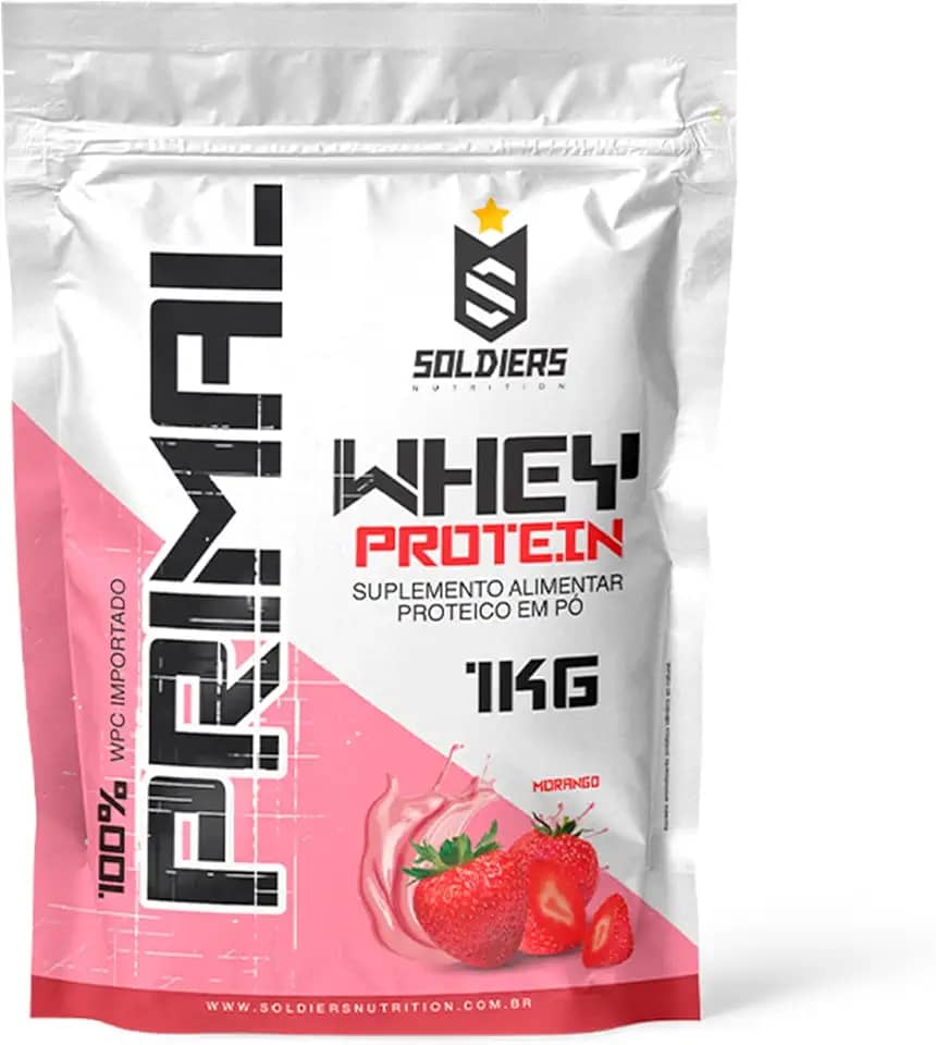 Whey Protein Primal 1Kg - Importado - Soldiers Nutrition Sabor:Morango