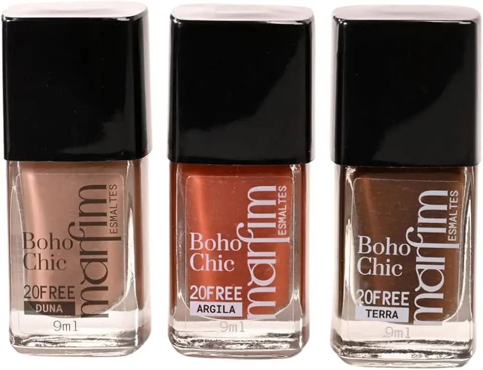 Kit 3 Esmaltes Marfim | Pincel Anatômico, Hipoalergênico, Longa Duração, Secagem Rápida (Duna + Argila + Terra)