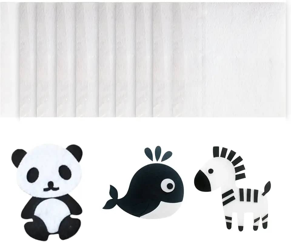 10 peças de tecido de feltro, folhas de feltro brancas para artesanato, decoração de projetos de costura de patchwork, tecido macio e estável para artesanato e hobby (1 mm, 5,91' × 7,221 cm)