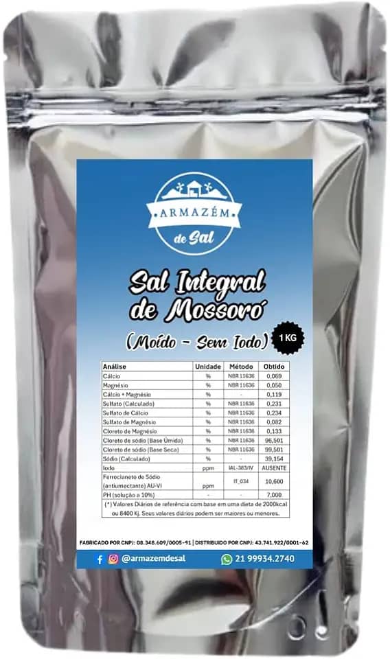 Sal Marinho Sem Iodo Integral Mossoró - 1kg