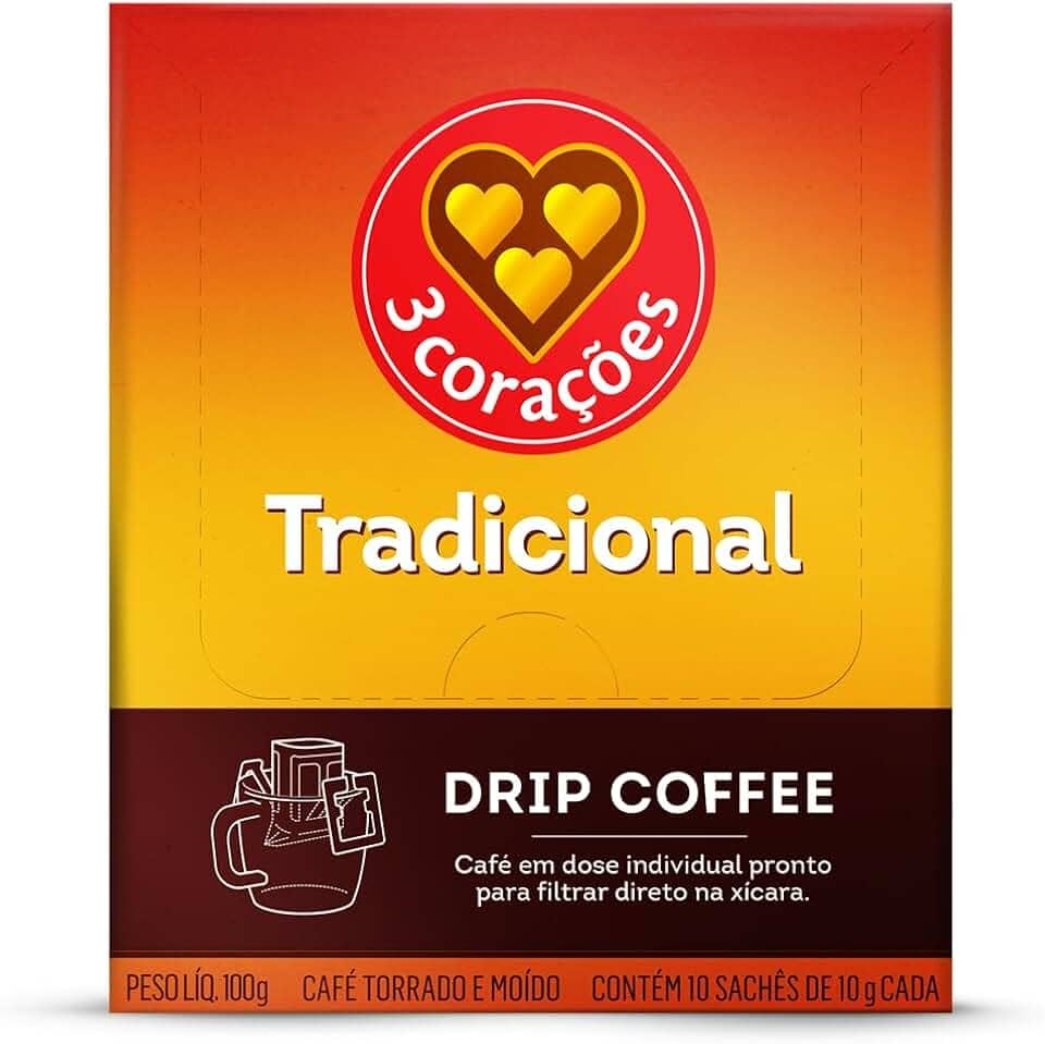 3 Corações Café Drip Coffee Tradicional - contém 10 unidades