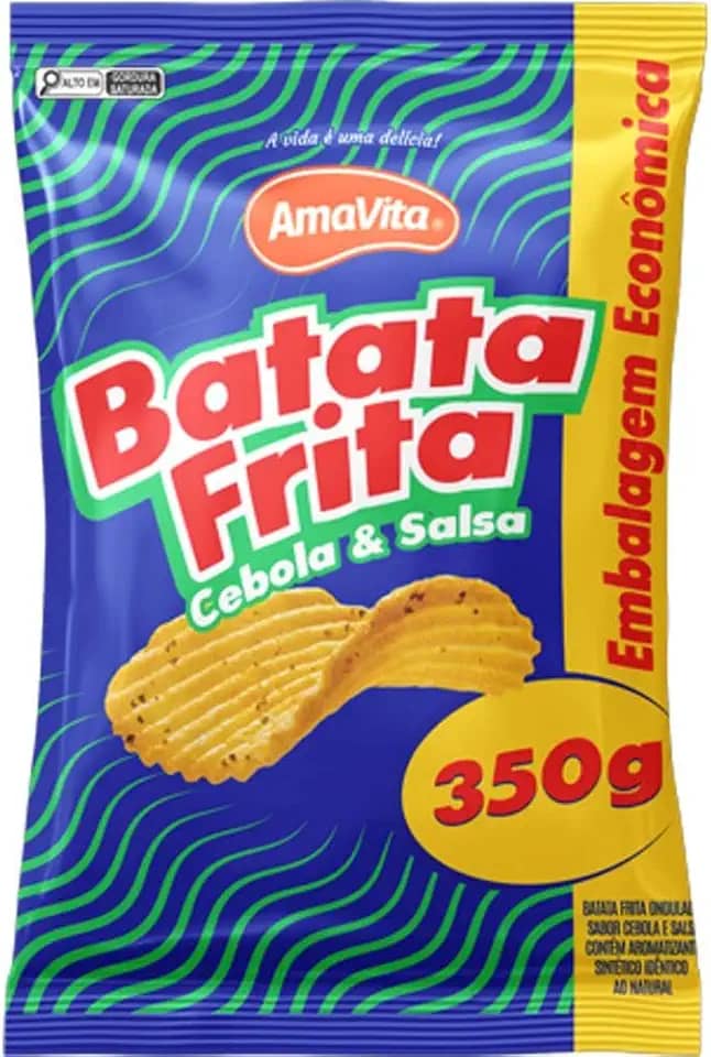 BATATA CHIPS ONDULADA AMAVITA SABOR CEBOLA E SALSA 350G