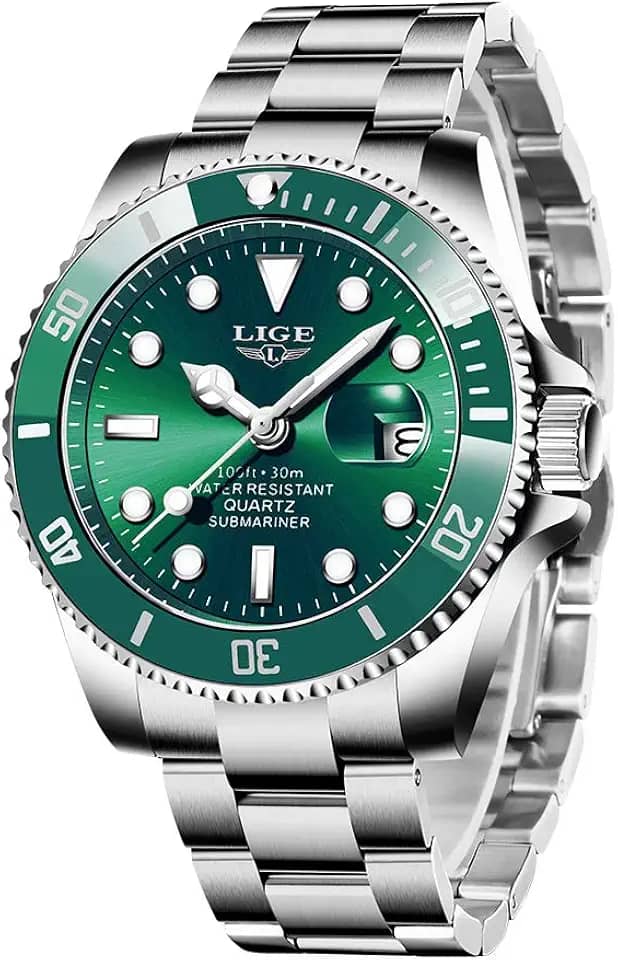 Relógio masculino de quartzo analógico de aço inoxidável, relógios masculinos à prova d'água, cronógrafo, relógio de pulso casual, LIGE, dourado, azul, relógio de data