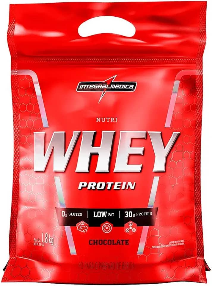 Integralmédica - Nutri Whey Protein Chocolate - Suplemento Alimentar Hipercalórico, Ganho Muscular e Recuperação Pós-Treino - Fonte de Proteínas e Carboidratos - Pouch 1,8kg - Super Mass Gainer