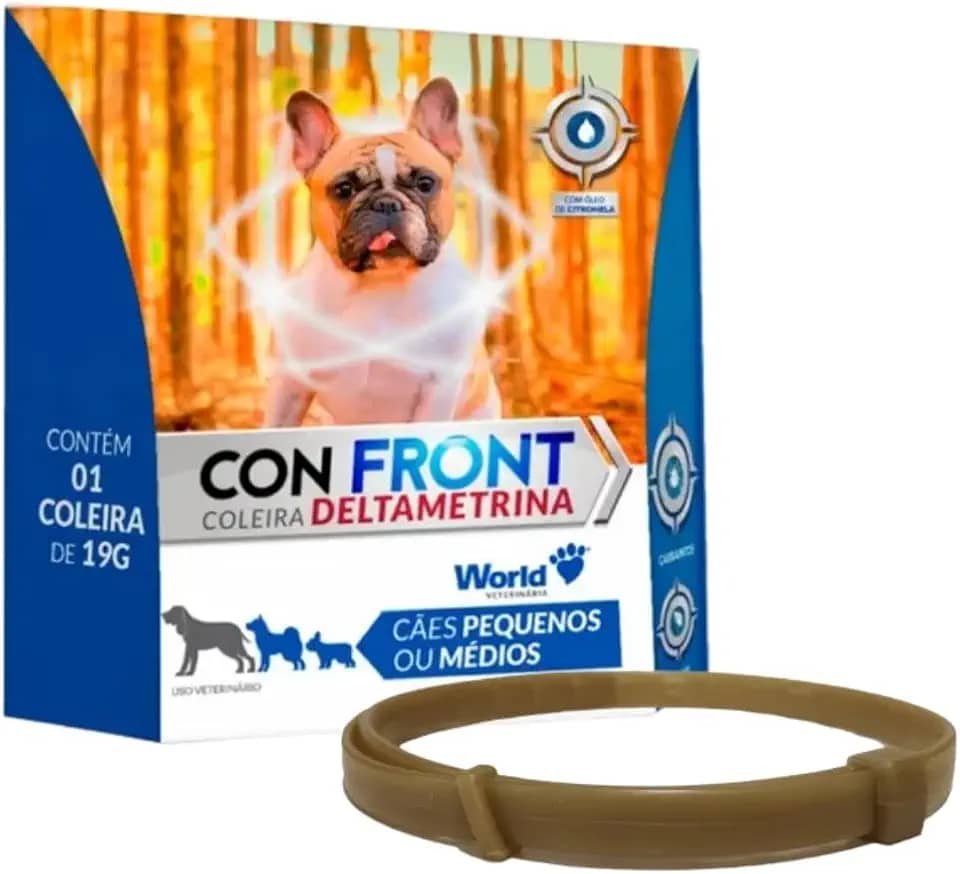 Coleira Antipulgas Deltametrina 19g Proteção Cães Pequeno Médio Porte Controle Carrapatos