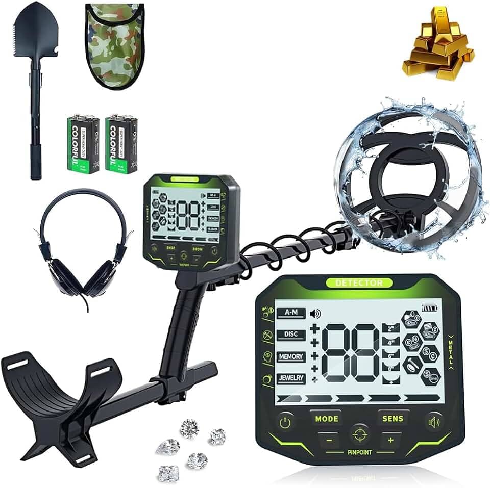 Detector de Metais, Detector de Metais, Detector de Metal e Ouro, Bobina à Prova D'água de 10 Polegadas, com Display LCD