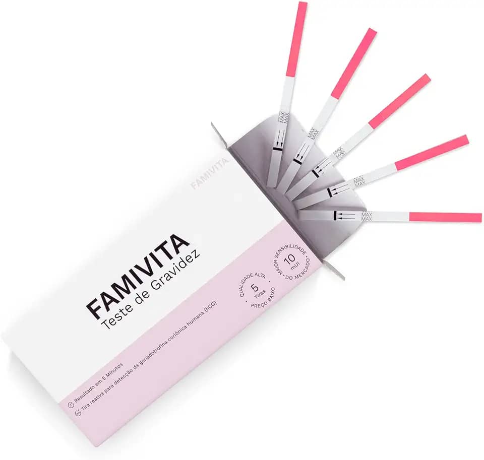 Teste de Gravidez - Detecta o positivo antes do atraso menstrual com a maior sensibilidade do mercado (5 Testes)