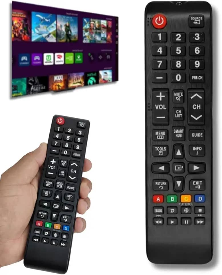 Controle Remoto Compatível com TVs Samsung – Funciona em Todos os Modelos LCD, LED, 3D, 4K, HDTV e SmartHub – Modelo BN59 - Premium