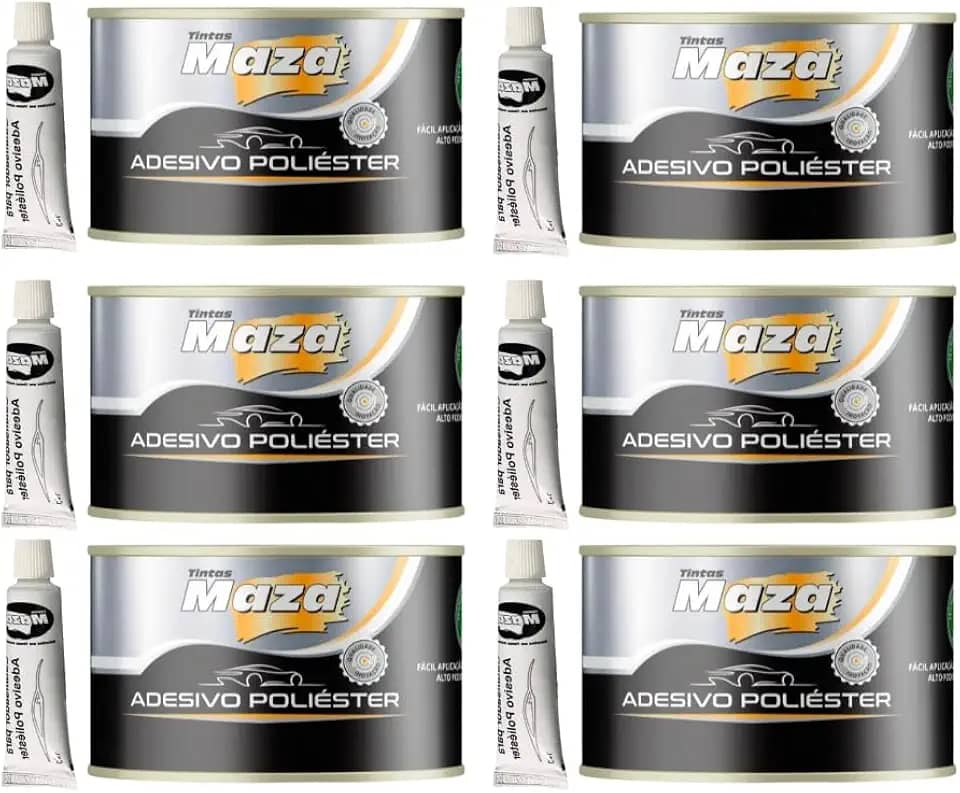 Kit 6 Massa Poliester Automotiva Adesivo Funilaria 750g Premium Maza
