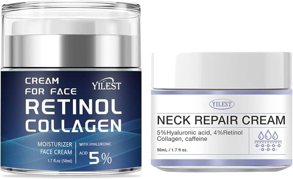 Creme firmador de pescoço e creme facial de retinol para antirrugas, 2 unidades de creme de pescoço e creme facial de retinol para apertar a pele flácida e hidratar, ajuda a reduzir linhas finas e