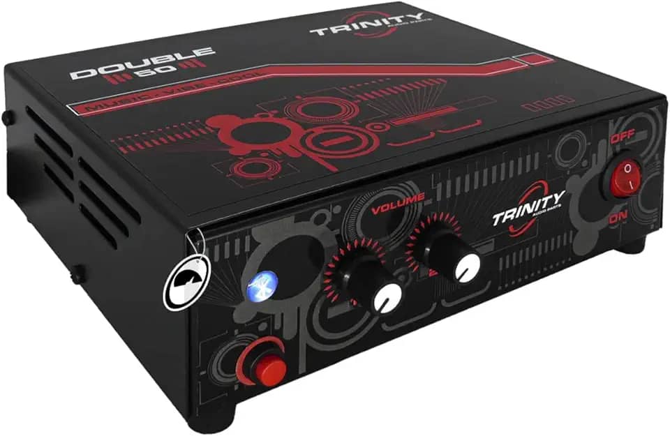 Amplificador de Mesa Trinity Double 50 com Bluetooth 100W RMS 2 Canais - Ideal Para Som de Igrejas Lojas Casa