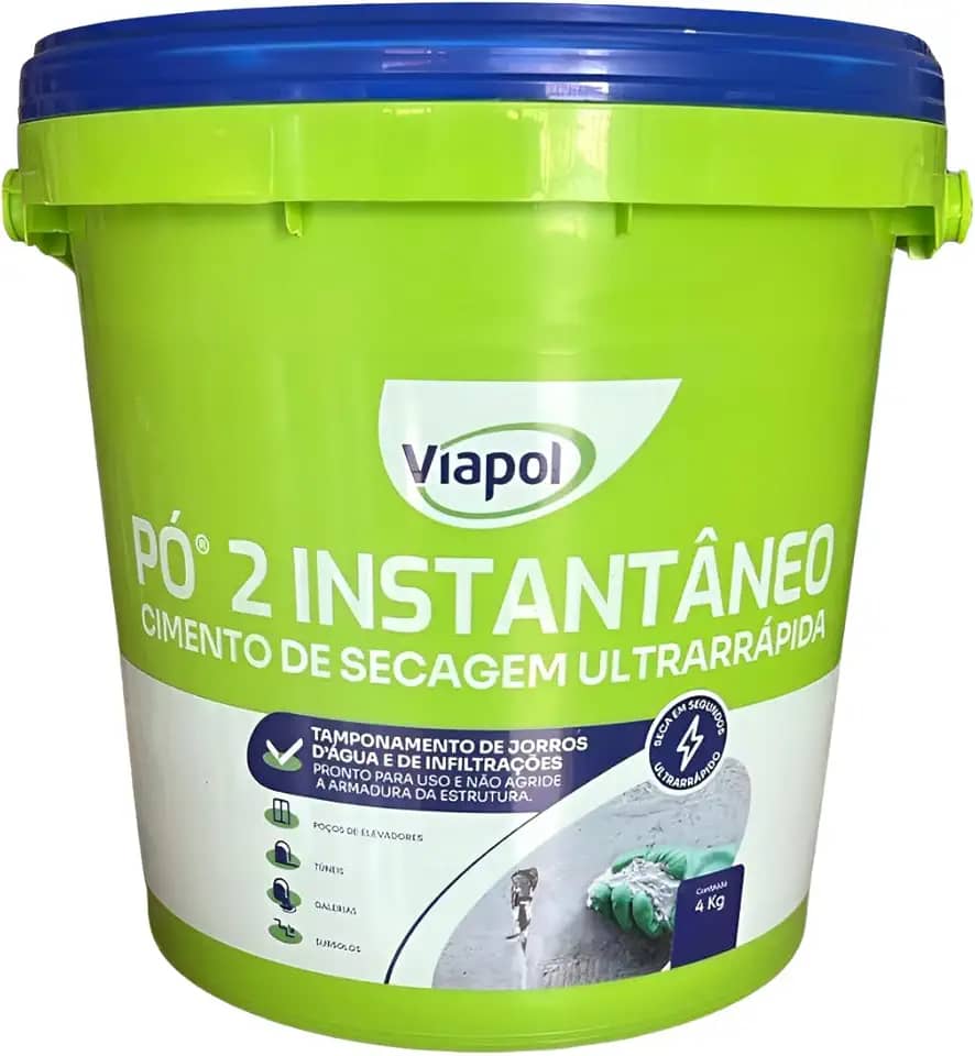 Pó 2 Instantâneo, Cimento de Secagem Ultrarrápida para Tamponamento de Infiltrações, 4kg