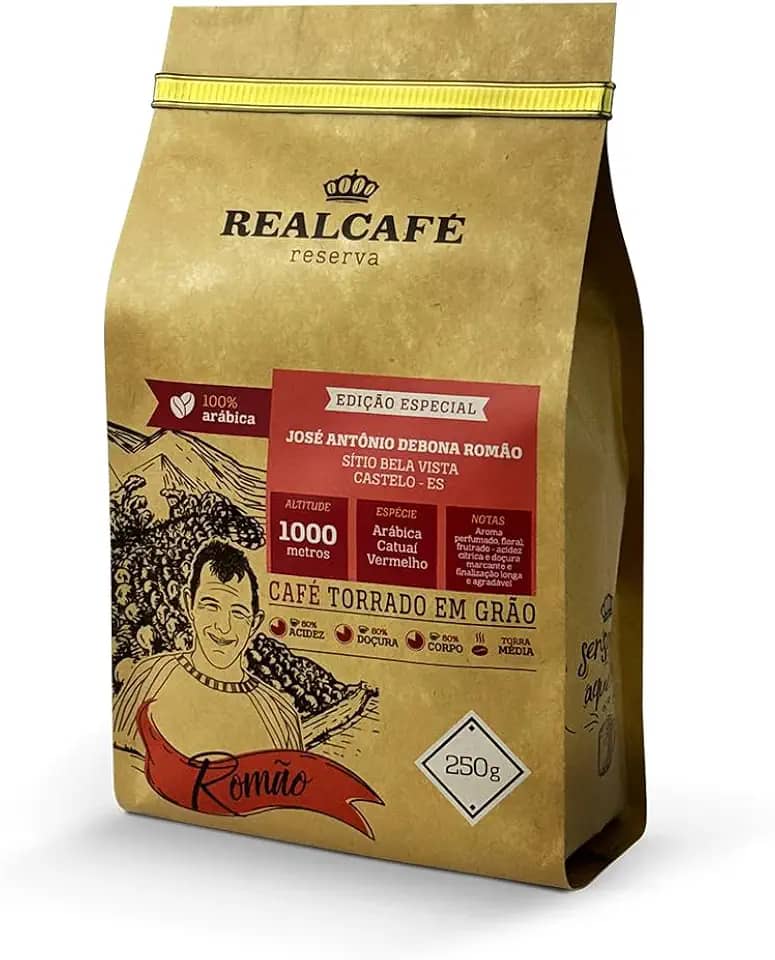 CAFÉ ESPECIAL TORRADO EM GRÃOS REALCAFÉ RESERVA EDIÇÃO LIMITADA JOSÉ ANTÔNIO DEBONA ROMÃO - 90,37 PONTOS - 250G