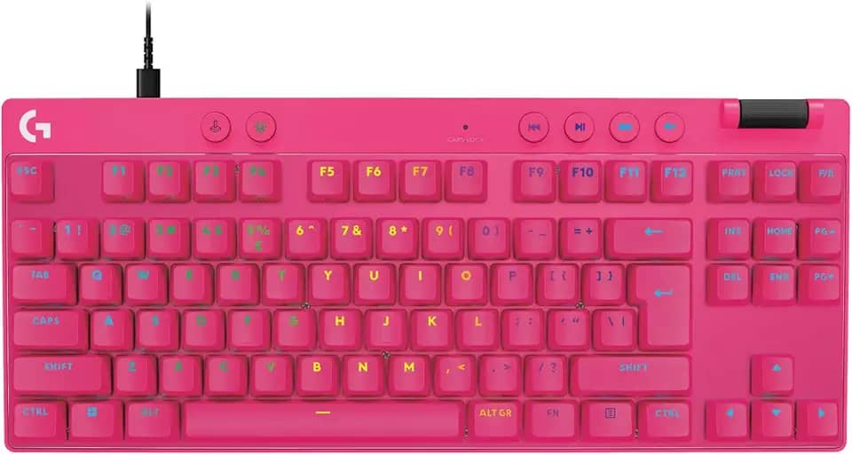 Teclado Gamer Com Fio Logitech G PRO X TKL RAPID com layout US, Switches Magnético- analógicos, Modo Rapid Trigger, Acionamento Ajustável, e RGB LIGHTSYNC - Magenta