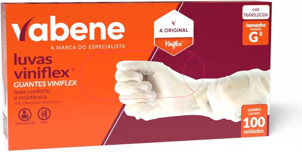 Luva Viniflex Sem Pó Tam. G 100 Unidades, Vabene