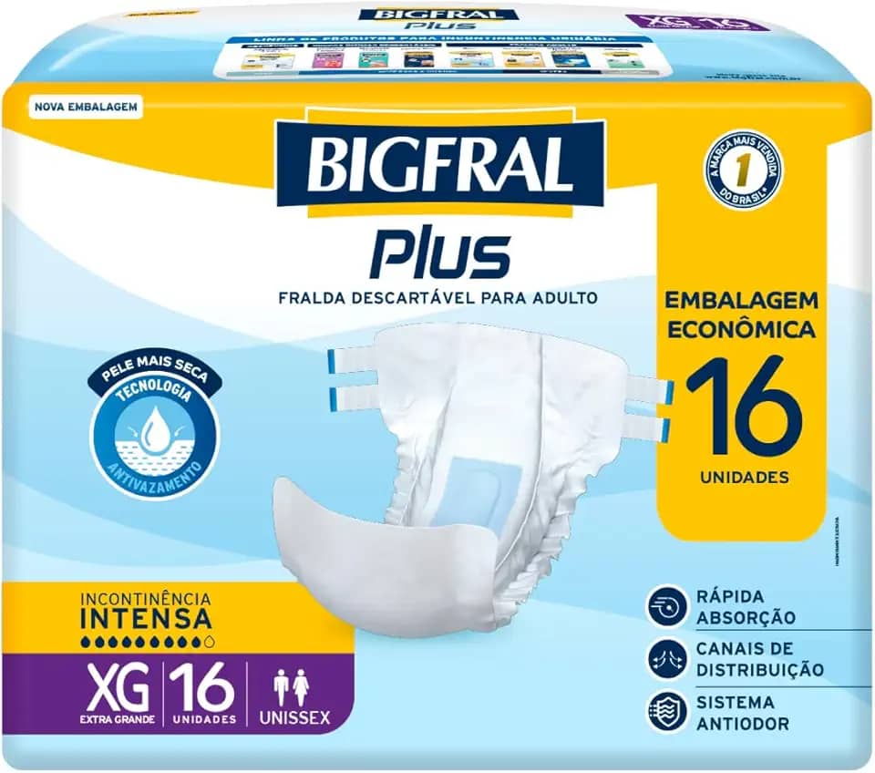 Bigfral Fralda Regular Plus Econômica Xg 16 Unidades