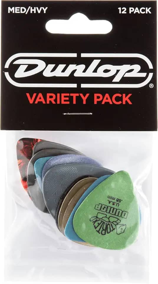 Jim Dunlop PVP102 Pacote de palhetas de guitarra média/pesada variadas (pacote com 12)