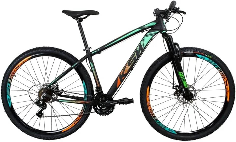 BICICLETA ARO 29 KSW XLT COLOR - 21V CAMBIOS SHIMANO (LARANJA+VERDE, 15,5)